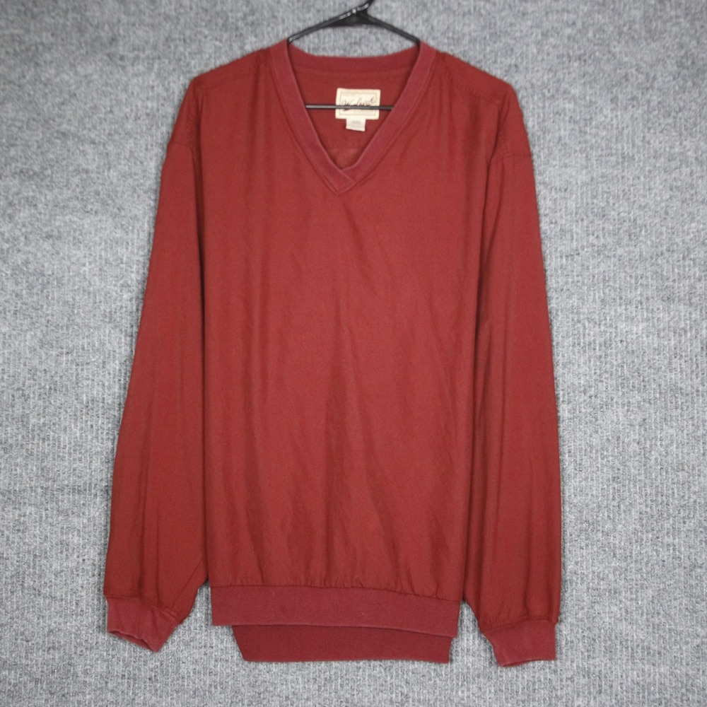 Woolrich Mens Large Red V Neck Long Sleeve Pullover Windbreaker Jacket